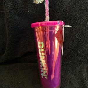 Dunkin Valentine Tumbler w/ Heart Shaped Straw